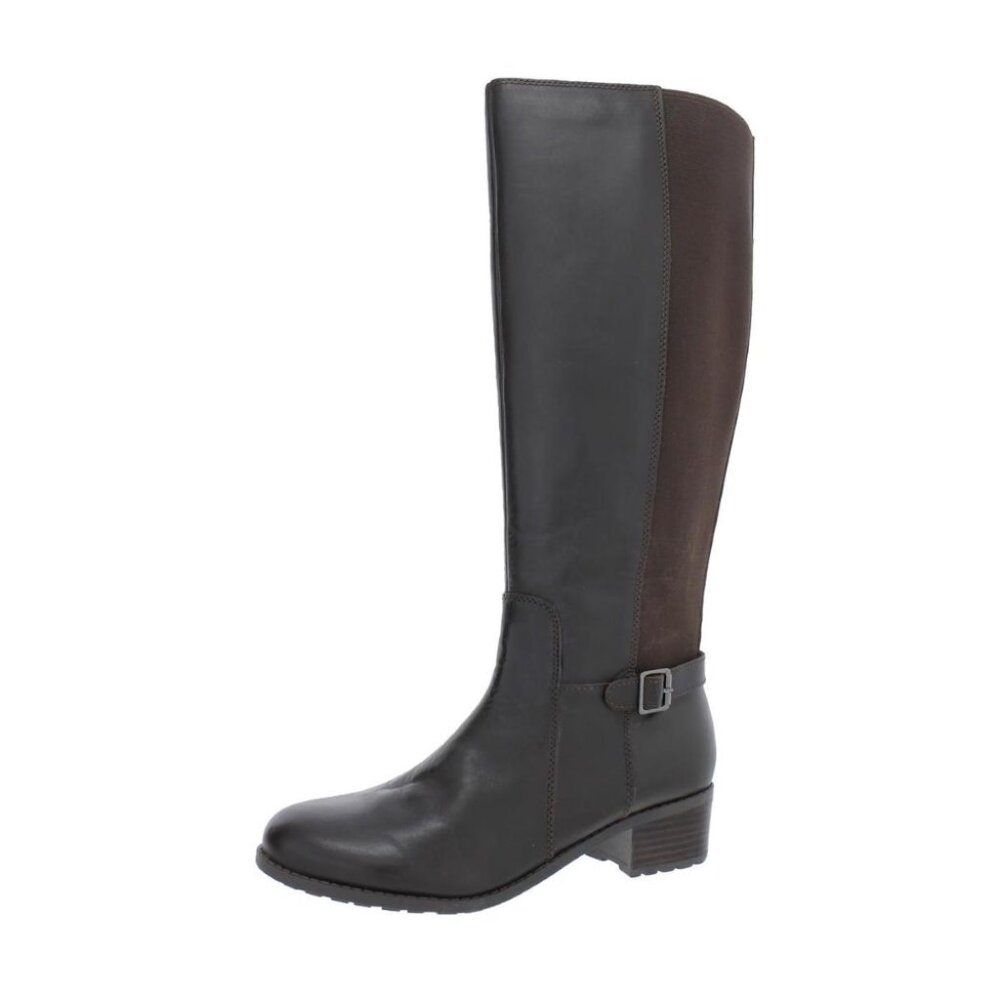 Dark Brown Leather Knee High Riding Boots Easy Spirit Chaza Size 9 Wide - Picture 4 of 10